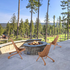 HAOYYE Wood Folding Chair for Outdoor, Low Profile Acacia Wood Lounge Chair for Balcony Porch Backyard Patio Lawn Garden