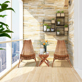 HAOYYE Wood Folding Chair for Outdoor, Low Profile Acacia Wood Lounge Chair for Balcony Porch Backyard Patio Lawn Garden