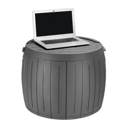 HAOYYE Round Outdoor Deck Box 36 Gallon Waterproof Storage Container with Thickened Lid for Patio Garden Poolside Furniture Tools Accessories Sports Gear and Yard Organization Gray