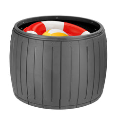 HAOYYE Round Outdoor Deck Box 36 Gallon Waterproof Storage Container with Thickened Lid for Patio Garden Poolside Furniture Tools Accessories Sports Gear and Yard Organization Gray