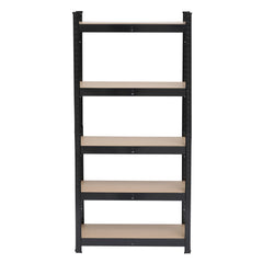 HAOYYE 5-Tier Powder Coated Black Storage Rack, Sturdy And Durable Design, Multifunctional Modern Organizer, Practical Space-Saving Storage Solution, Stylish Home Organizer For Living Room, Office, Garage, And Warehouse Use, Adjustable Shelving Unit