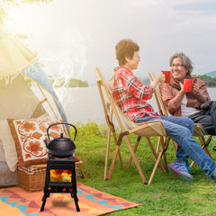 HAOYYE Wood Camping Stove with High Fuel Efficiency, Portable and Durable Alloy Steel Design for Outdoor Cooking, Includes Firewood Hook, Gloves, and Storage Bag