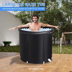 Haoyye Ice Bath Tub for Athletes with Lid Portable Cold Plunge Tub for Recovery and Relaxation Multi Layered Ice Soaking Barrel for Outdoor Indoor Use Lightweight Foldable Design for Sports Wellness and Muscle Relief