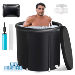 Haoyye Ice Bath Tub for Athletes with Lid Portable Cold Plunge Tub for Recovery and Relaxation Multi Layered Ice Soaking Barrel for Outdoor Indoor Use Lightweight Foldable Design for Sports Wellness and Muscle Relief