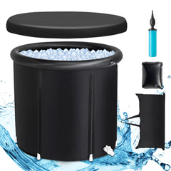 HAOYYE Ice Bath Tub for Athletes with Lid 105 Gallon Cold Plunge Tub for Recovery Portable Multi Layered Black Ice Soaking Tub for Sports Muscle Therapy Post Workout Outdoor Indoor Use