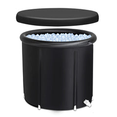 HAOYYE Ice Bath Tub for Athletes with Lid 105 Gallon Cold Plunge Tub for Recovery Portable Multi Layered Black Ice Soaking Tub for Sports Muscle Therapy Post Workout Outdoor Indoor Use
