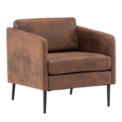 HAOYYE Hydrogen Bomb Indoor Chair with Iron Legs and Wooden Frame, Bronzing Cloth Upholstery in Soft Coffee Brown Flannel Fleece, Cozy and Warm Design for Home Decor, Luxury Comfortable Unique Premium Quality Decorative Chair, for Living Room or Bedroom