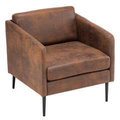 HAOYYE Hydrogen Bomb Indoor Chair with Iron Legs and Wooden Frame, Bronzing Cloth Upholstery in Soft Coffee Brown Flannel Fleece, Cozy and Warm Design for Home Decor, Luxury Comfortable Unique Premium Quality Decorative Chair, for Living Room or Bedroom