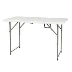 HAOYYE Foldable Adjustable Height Patio Table White Plastic Outdoor Indoor Utility Table Portable Heavy Duty Garden Dining Table for Backyard Picnic BBQ Camping Events