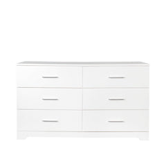 HAOYYE 6 Drawer Double Dresser for Bedroom, Wide Storage Cabinet for Living Room Entryway, White Modern Organizer Chest