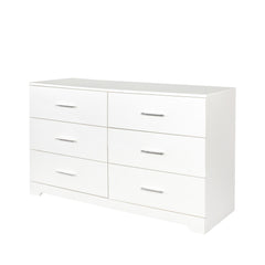 HAOYYE 6 Drawer Double Dresser for Bedroom, Wide Storage Cabinet for Living Room Entryway, White Modern Organizer Chest