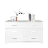 HAOYYE 6 Drawer Double Dresser for Bedroom, Wide Storage Cabinet for Living Room Entryway, White Modern Organizer Chest