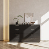 HAOYYE 8 Drawer Double Dresser for Bedroom, Wide Storage Cabinet for Living Room and Home Entryway, Black, Spacious & Sturdy, Modern Design with Ample Storage, Easy Assembly, Large Capacity Chest of Drawers