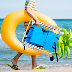 HAOYYE Folding Beach Chair Set of 2 for Adults, 4-Position Portable Backpack Foldable Camping Chair with Headrest, Cup Holder, and Wooden Armrests