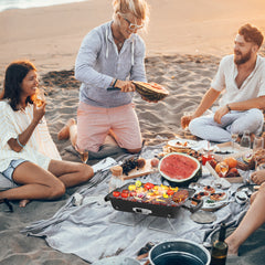 HAOYYE Portable Charcoal Grill Tabletop Outdoor BBQ Smoker with Thermometer and Air Vents, Small Compact Barbecue Grill for Camping Beach Picnics Patio Backyard Travel Cooking