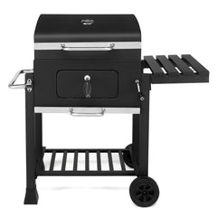 HAOYYE Heavy-Duty Charcoal Grill With Foldable Side Table And Wheels Portable Outdoor BBQ Grill For Patio Garden Backyard Picnics Easy Mobility And Durable Construction Perfect For Grilling Enthusiasts