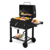 HAOYYE Heavy-Duty Charcoal Grill With Foldable Side Table And Wheels Portable Outdoor BBQ Grill For Patio Garden Backyard Picnics Easy Mobility And Durable Construction Perfect For Grilling Enthusiasts