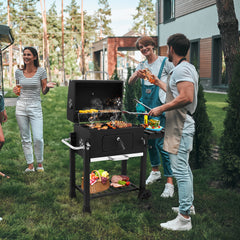 HAOYYE Heavy-Duty Charcoal Grill With Foldable Side Table And Wheels Portable Outdoor BBQ Grill For Patio Garden Backyard Picnics Easy Mobility And Durable Construction Perfect For Grilling Enthusiasts