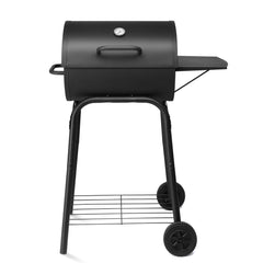 HAOYYE Charcoal Grills Outdoor BBQ Grill Barrel Style with Adjustable Charcoal Pan Side Table and Wheels for Backyard Patio Camping Picnics Garden Parties Large Cooking Space and Storage Shelf