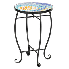 Haoyye Mosaic Round Bistro Table, Decorative Outdoor Patio Table For Balcony, Garden, Or Terrace