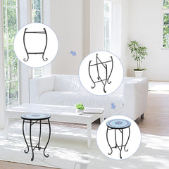 HAOYYE Inlaid Diamond-Colored Sea Mosaics Round Terrace Bistro Table, Elegant Outdoor Dining Table with Unique Design, Perfect for Patio, Balcony, Garden, or Café, Durable and Stylish Furniture for Outdoor Spaces