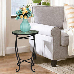 Haoyye Mosaic Round Bistro Table, Decorative Outdoor Patio Table For Balcony, Garden, Terrace, Or Poolside, Stylish And Durable