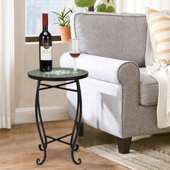 Haoyye Mosaic Round Bistro Table, Decorative Outdoor Patio Table For Balcony, Garden, Terrace, Or Poolside, Stylish And Durable