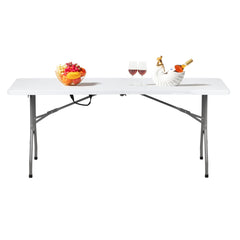 HAOYYE Outdoor Foldable Long Table, Portable and Space-Saving Design for Courtyards, Patios, and Garden Gatherings
