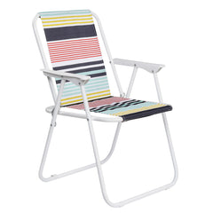 HAOYYE Folding Beach Chair, Lightweight High Back Portable Chair with Hard Armrests, Colorful Stripes, Ideal for Camping, Lawn, and Outdoor Activities