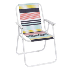 HAOYYE Folding Beach Chair, Lightweight High Back Portable Chair with Hard Armrests, Colorful Stripes, Ideal for Camping, Lawn, and Outdoor Activities
