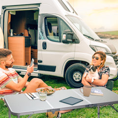 HAOYYE 4ft Camping Folding Table, Aluminum Portable Picnic Table with Adjustable Height, 3 Fold Lightweight Outdoor Table for Indoor Travel Beach and Party soft cozy warm flannel fleece home decor