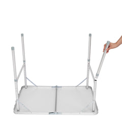 HAOYYE Home Use Aluminum Alloy Folding Table – White Soft Cozy Warm Flannel Fleece Cover, Luxury Comfortable Design, Premium Quality, Decorative and Space-Saving Table for Dining, Picnics, Parties, Buffets, BBQs, and Home Decor