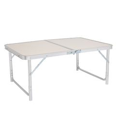 HAOYYE Home Use Aluminum Alloy Folding Table – White Soft Cozy Warm Flannel Fleece Cover, Luxury Comfortable Design, Premium Quality, Decorative and Space-Saving Table for Dining, Picnics, Parties, Buffets, BBQs, and Home Decor