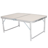 HAOYYE Home Use Aluminum Alloy Folding Table – White Soft Cozy Warm Flannel Fleece Cover, Luxury Comfortable Design, Premium Quality, Decorative and Space-Saving Table for Dining, Picnics, Parties, Buffets, BBQs, and Home Decor