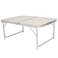 HAOYYE Home Use Aluminum Alloy Folding Table – White Soft Cozy Warm Flannel Fleece Cover, Luxury Comfortable Design, Premium Quality, Decorative and Space-Saving Table for Dining, Picnics, Parties, Buffets, BBQs, and Home Decor