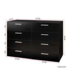 HAOYYE 8 Drawer Double Dresser for Bedroom & Living Room, Wide Storage Cabinet with Spacious Drawers for Home Entryway, Modern Black Design, Durable & Stylish, Multi-Purpose Furniture for Organizing Clothes & Accessories