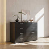 HAOYYE 8 Drawer Double Dresser for Bedroom & Living Room, Wide Storage Cabinet with Spacious Drawers for Home Entryway, Modern Black Design, Durable & Stylish, Multi-Purpose Furniture for Organizing Clothes & Accessories