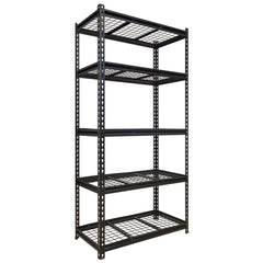 HAOYYE 5-Tier Adjustable Metal Shelving Unit, Heavy Duty Storage Rack for Garage, Basement, Warehouse, Workshop, Kitchen, and More, Durable Industrial Utility Shelf with Sturdy Frame and Adjustable Shelves, Black