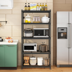 HAOYYE 5-Tier Adjustable Metal Shelving Unit, Heavy Duty Storage Rack for Garage, Basement, Warehouse, Workshop, Kitchen, and More, Durable Industrial Utility Shelf with Sturdy Frame and Adjustable Shelves, Black