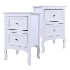 HAOYYE 2pcs White Country Style Two-Tier Night Tables, Large Size, Modern Farmhouse Nightstands, Storage End Tables for Bedroom, Living Room, with Spacious Shelves, Rustic Home Furniture