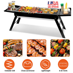 HAOYYE Portable BBQ Griddle Foldable Kabob Barbecue Grill for Outdoor Hibachi Lamb Skewers Camping Garden Backyard Party Picnic Travel Easy Setup Lightweight and Durable