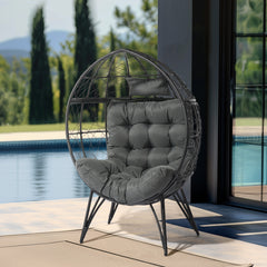 Haoyye Wicker Egg Chair Oversized Indoor Outdoor Lounge Chair with Soft Cushions Teardrop Rattan Cuddle Seat for Patio Porch Backyard Balcony Living Room Cozy Relaxing Furniture for Home or Garden Use