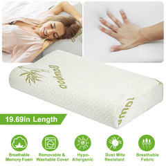HAOYYE Bamboo Memory Foam Sleep Pillow, Contoured Cervical Orthopedic Pillow for Neck Support, Comfortable Breathable Design, Soft Cozy Feel, Unique and Stylish Home Decor, Luxury Quality Pillow for Restful Sleep and Spinal Alignment