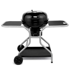 HAOYYE Charcoal Grill with Side Tables and Storage Shelf Outdoor BBQ Grill with Thermometer Ash Catcher Air Vents Wheels Folding Portable Design for Backyard Camping Cooking Patio Barbecue Party Use