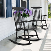 HAOYYE Patio Rocking Chair Solid Wood, Outdoor Porch Rocker Chair with Sturdy Wooden Frame, Comfortable Indoor Wooden Rocking Chair for Garden, Backyard, or Balcony, Elegant Brown Design for Relaxation and Style