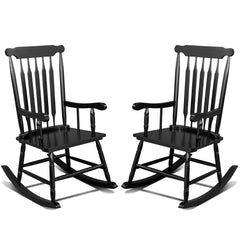 HAOYYE Patio Rocking Chair Solid Wood, Outdoor Porch Rocker Chair with Sturdy Wooden Frame, Comfortable Indoor Wooden Rocking Chair for Garden, Backyard, or Balcony, Elegant Brown Design for Relaxation and Style