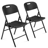 HAOYYE Set of 2 Folding Plastic Garden Chairs Black Outdoor Patio Lawn Chairs Lightweight Portable Foldable Seating for Backyard Camping Balcony Fishing Picnic Easy to Carry and Store