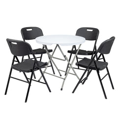 HAOYYE 6Pcs Outdoor Garden Black Plastic Folding Chairs, Portable Stackable Lightweight Chairs With Comfortable Design, Durable Luxury Fleece-Lined Home Decor, Modern Style, Premium Quality For Events