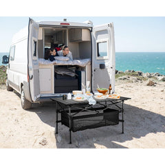 HAOYYE Lightweight Aluminum Folding Camping Table Roll Up Portable Picnic Table with Carrying Bag Easy to Set Up for Indoor Outdoor Use BBQ Backyard Patio Beach Party Travel Medium Size