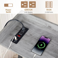 HAOYYE 70.9 Inch Extra Long Console Table with 2 Power Outlets and USB Ports, Rustic Industrial Sofa Table Behind Couch for Living Room, Narrow Entryway Hallway Long Bar Table in Gray, Soft Cozy Warm Design, Functional and Stylish Home Decor